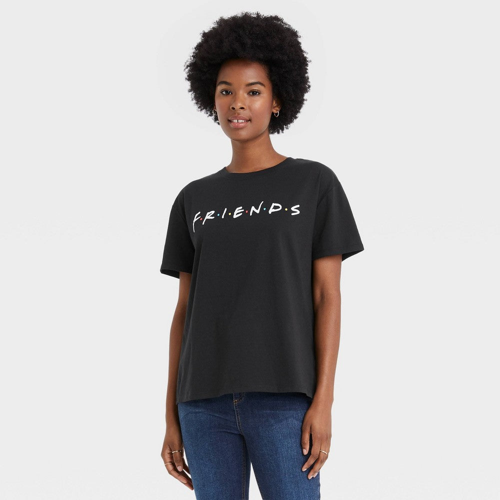 Women's Friends Logo Short Sleeve Graphic T-Shirt - Black XXL