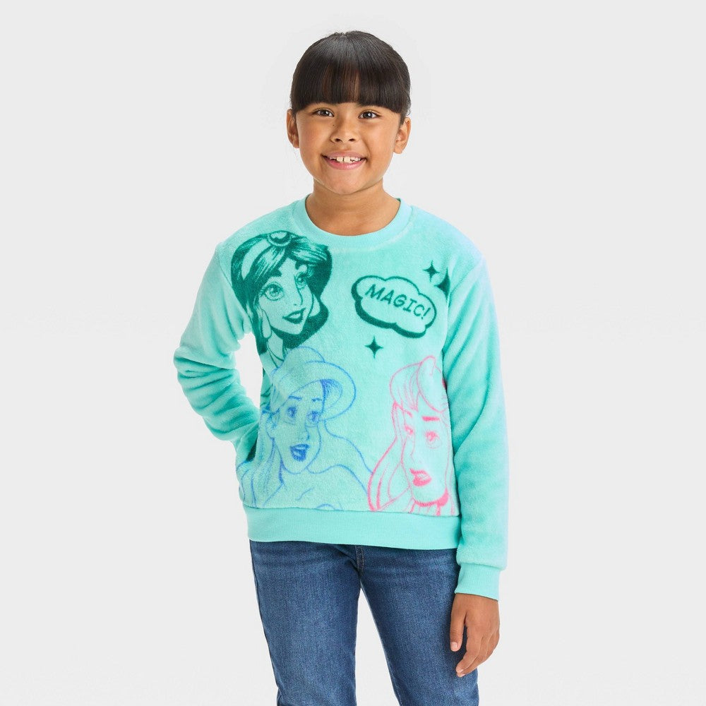 XL Girls' Disney 100 Matching Family Princess Retro Reimagined Woobie Pullover Sweatshirt - Blue XL
