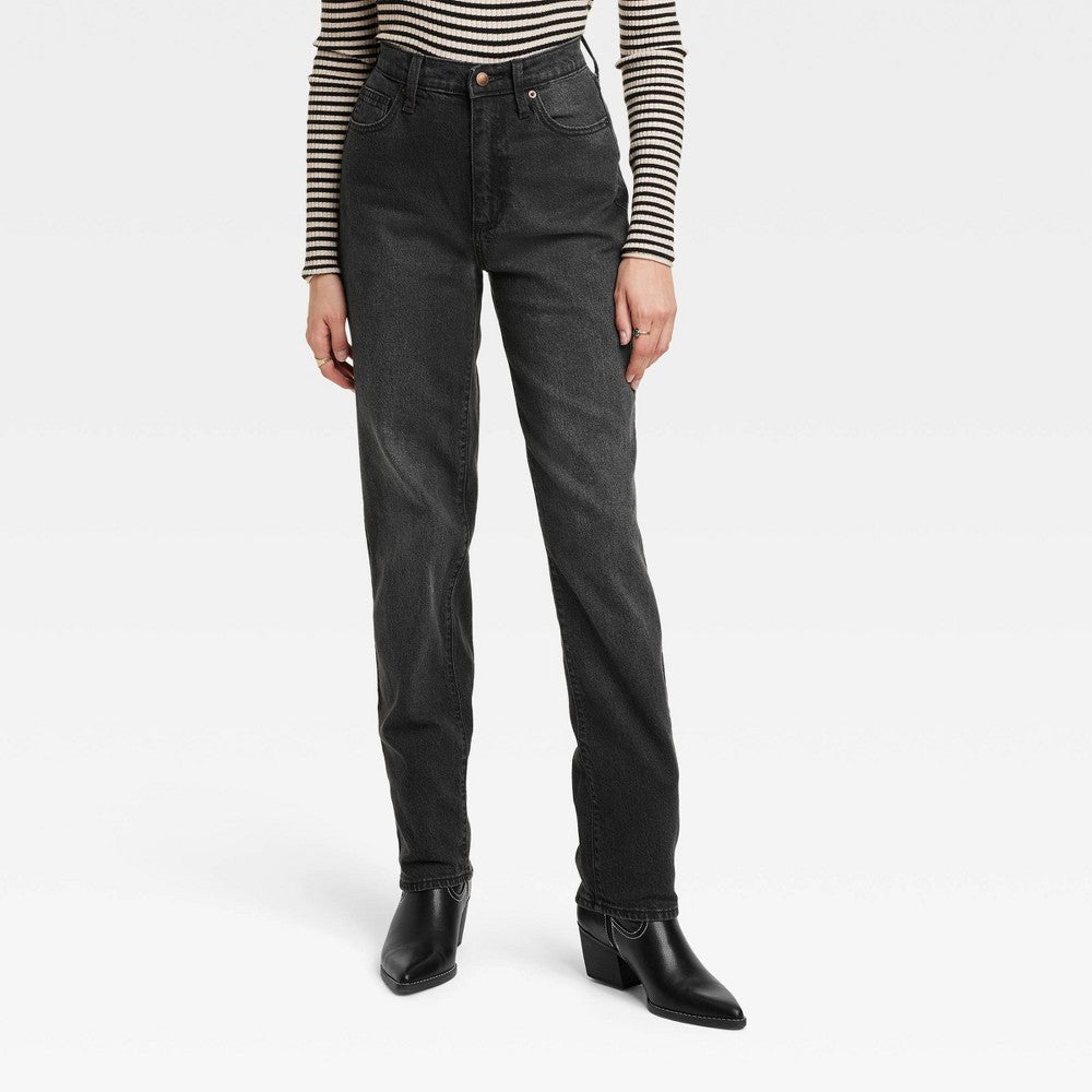 Women's High-Rise 90's Vintage Straight Jeans - Universal Thread Black 14 Short