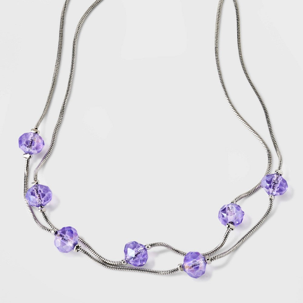 Beaded Choker Necklace - Wild Fable, Purple