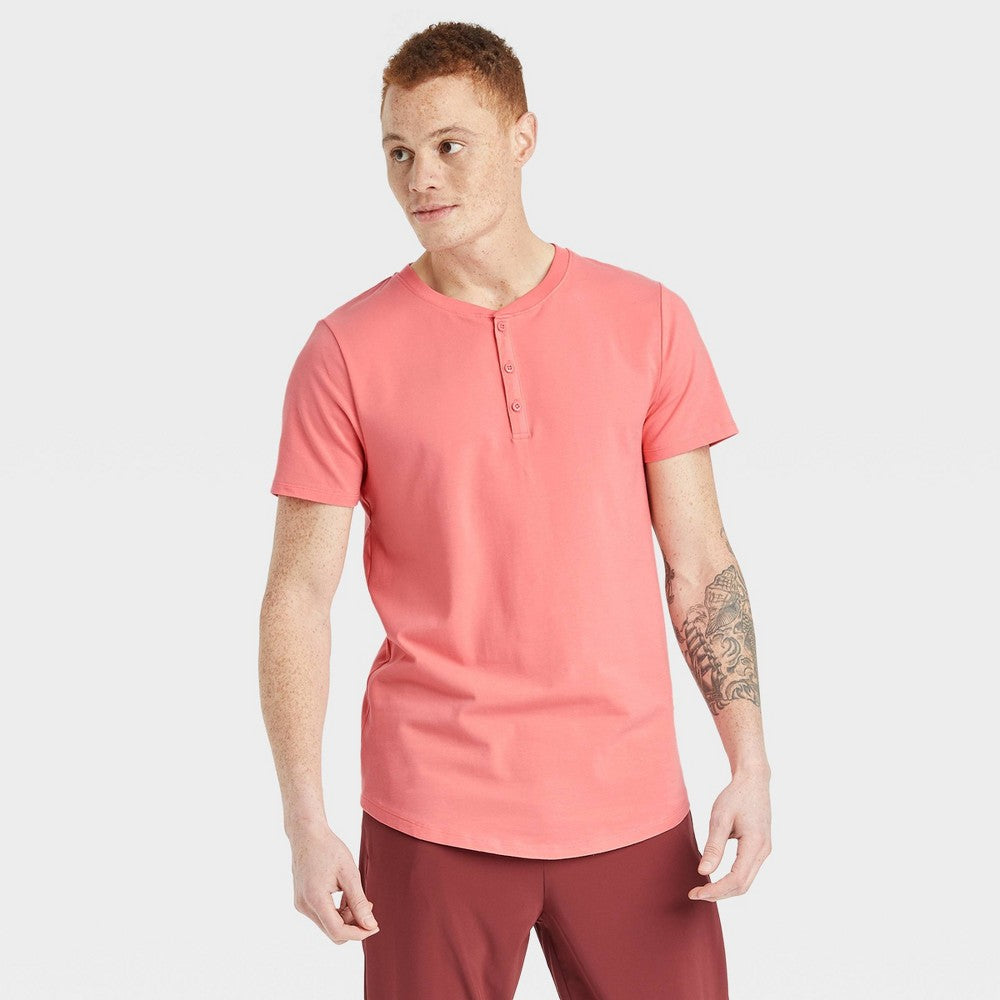 Men's Supima Cotton Henley T-Shirt - All in Motion Pink S