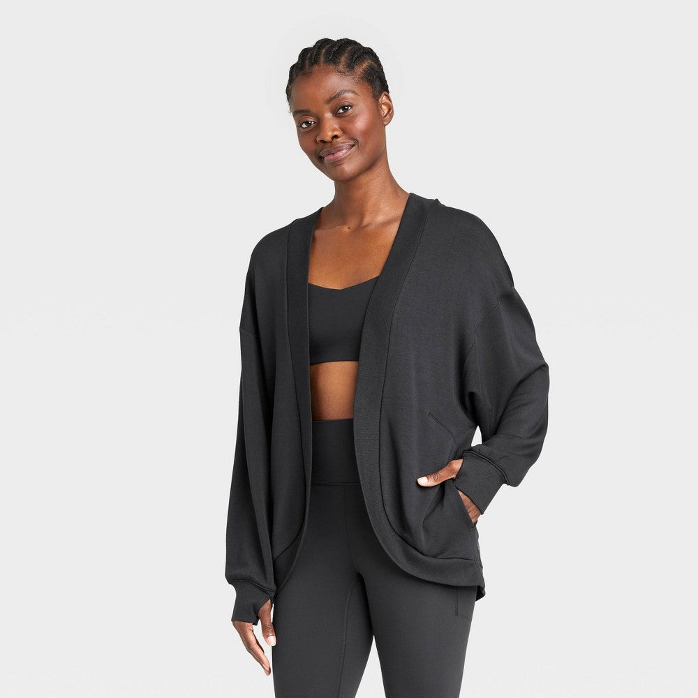 Women's French Terry Cardigan - All In Motion Black L