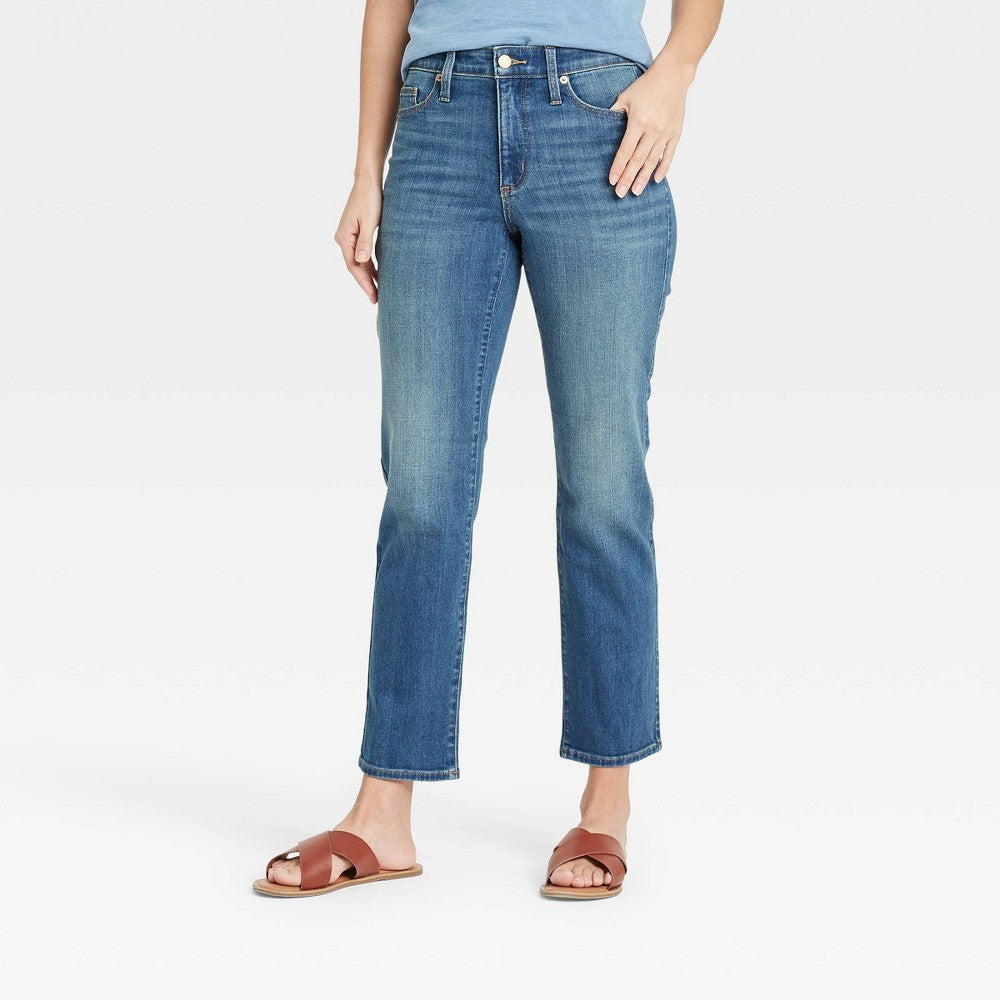 Women's High-Rise Slim Straight Fit Jeans - Universal Thread, Medium Wash 12