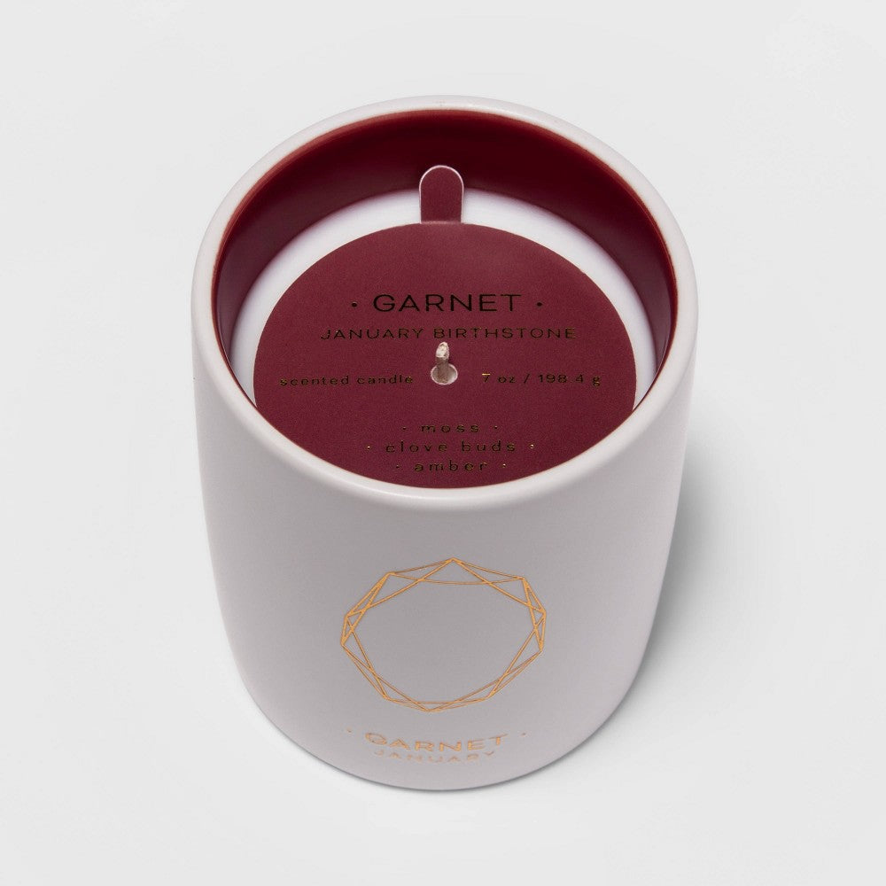 7oz Ceramic Jar Garnet Candle (January Birthstone) - Project 62