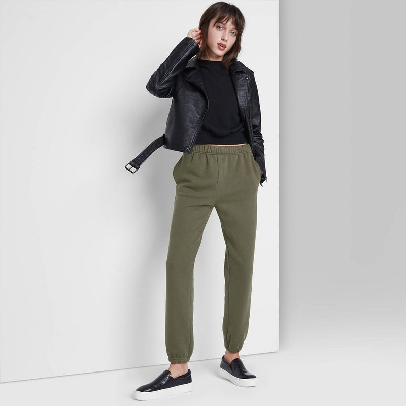High-Rise Vintage Jogger Pants - Wild Fable Olive Green XS