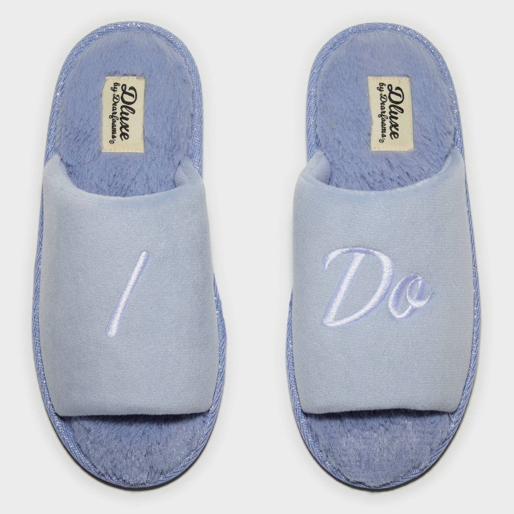 Women's dluxe by dearfoams I Do Bridal Slide Slippers - Blue S