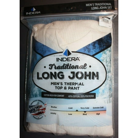 Men s INDERA XL Traditional Long Johns Top & Pant Set. Thermal Cotton-Rich. XL