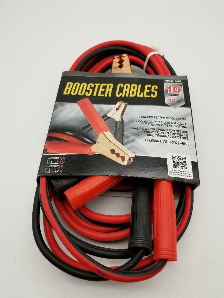 East Penn Manufacturing 04852 12 ft. 10 Gauge 200C Clamp Booster Cable  Black & Red