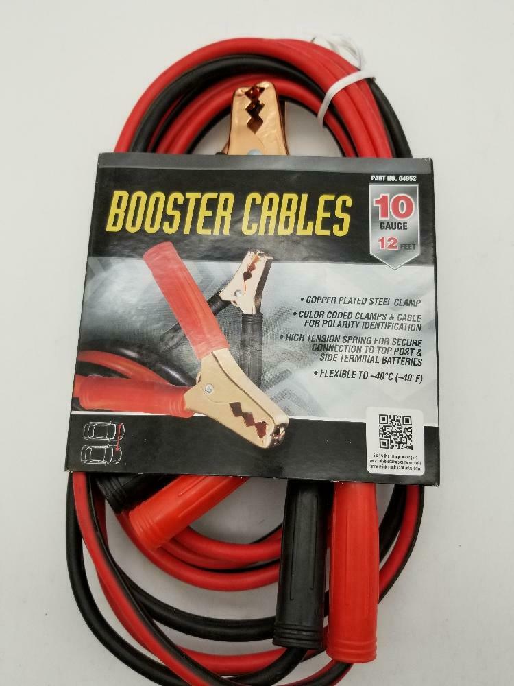 East Penn Manufacturing 04852 12 ft. 10 Gauge 200C Clamp Booster Cable  Black & Red