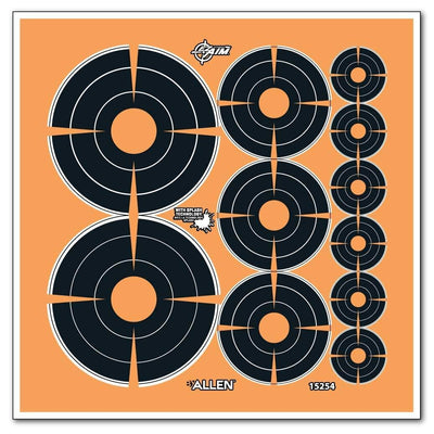 Ez Aim Adhesive Splash Reactive Paper Shooting Targets, Circle, 12-Sheets, Black & Orange, 15254, Multi Size