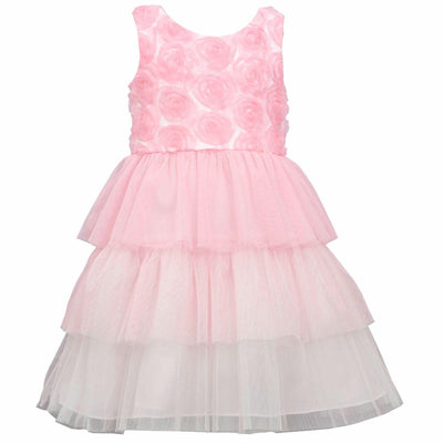 Bonnie Jean Girl s Party Ruffled Tiered Petticoat Knee Length Dress (12M)