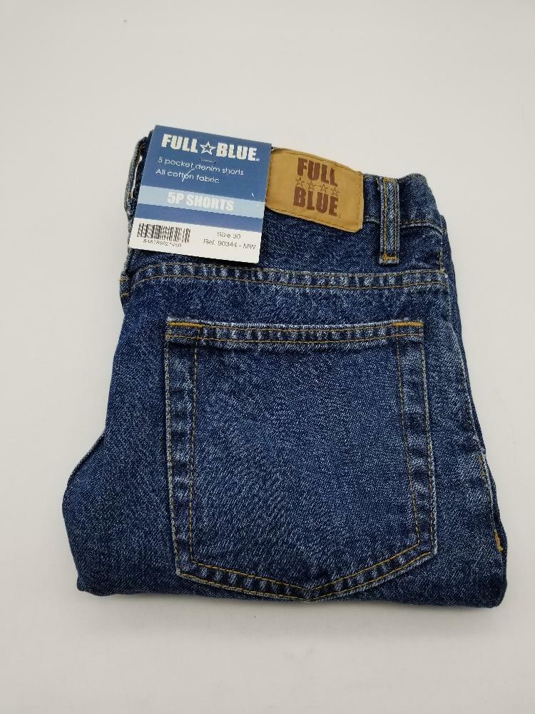 Full blue 5 pocket denim shorts, Size 30