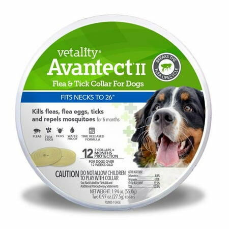 Duplicate! Vetality up to 26" neck Avantect II Flea & Tick Collar for Dogs  2 Count