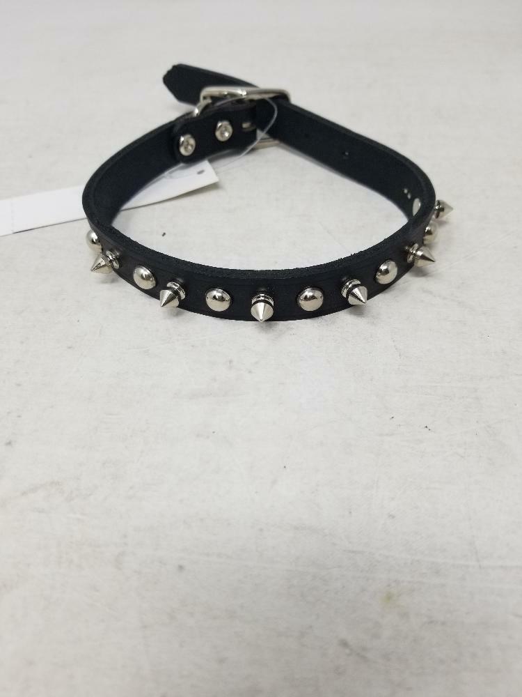 1705k 5/8" Spiked Leather Collar 14" Black