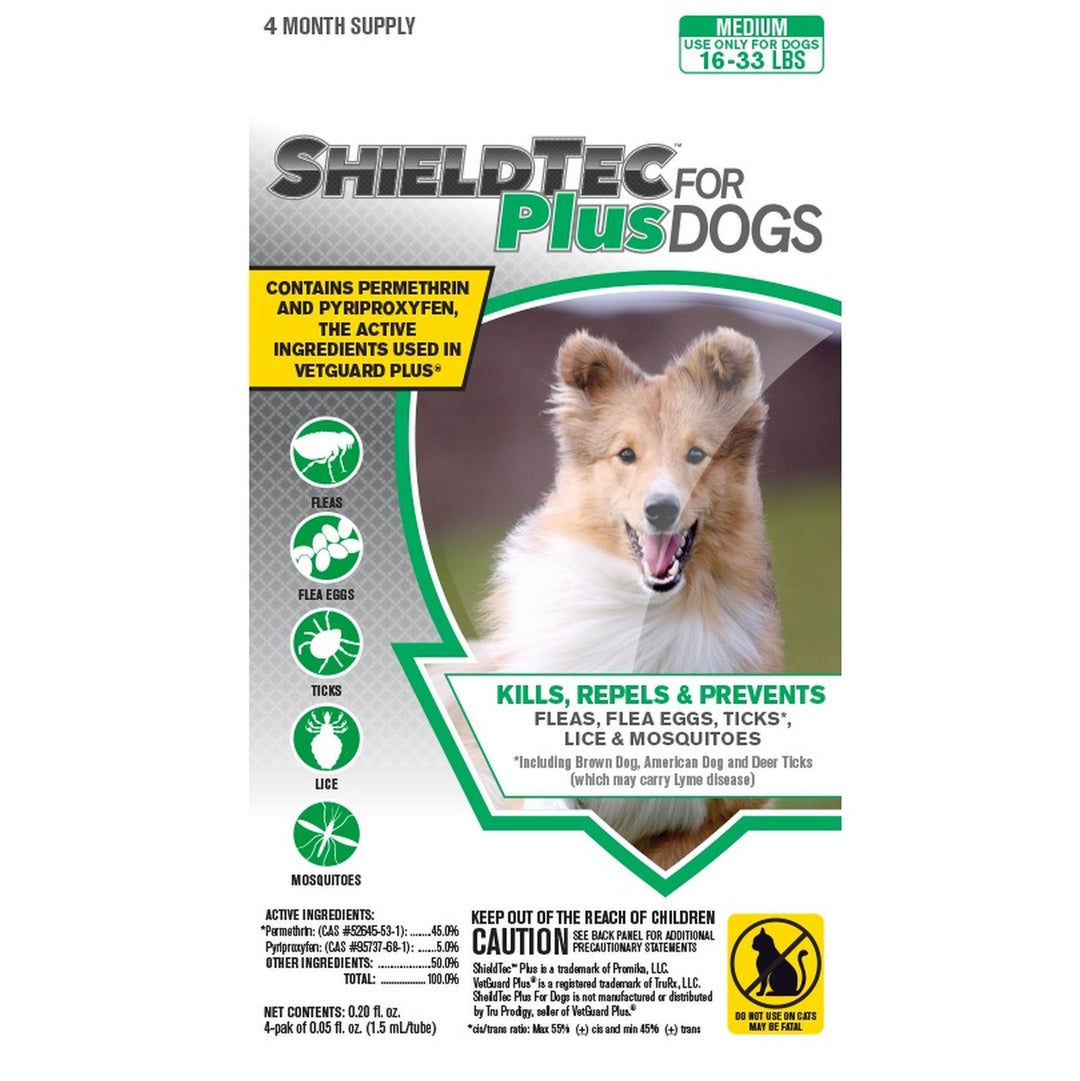 ShieldTec Plus Flea, Tick, and Mosquito prevention for Medium Dogs,16-33 lbs. 4 months protection